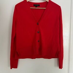 Banana Republic fine Merino Wool Red Button-Up Cardigan Sweater